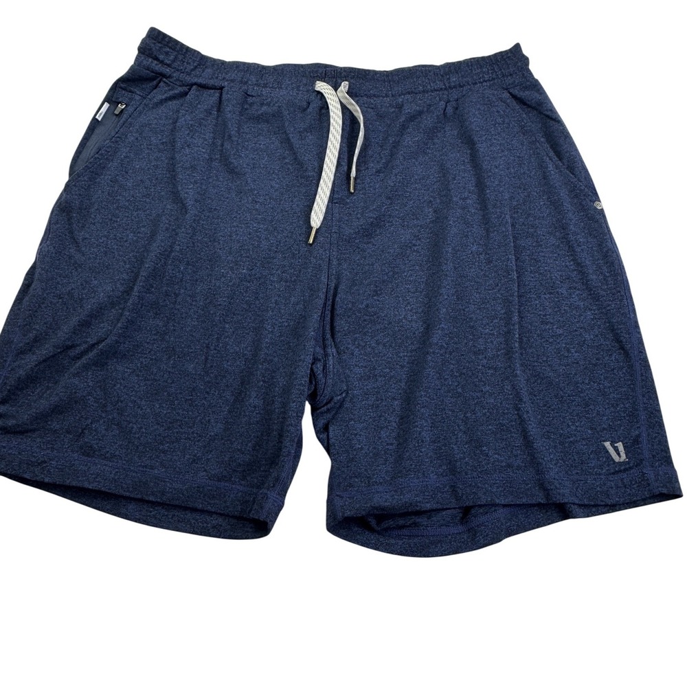 Vuori Ponto Shorts Mens XL Navy Heather V344 7.5" Performance Yoga Athletic